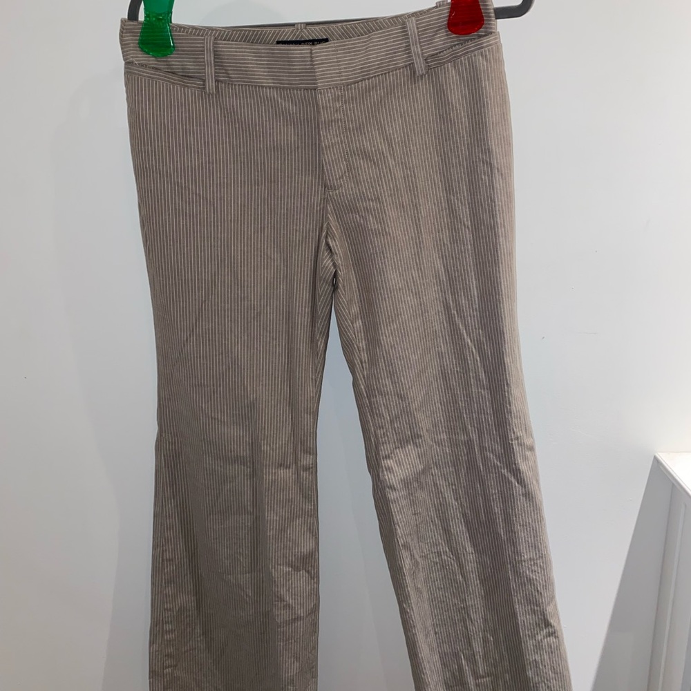 Tan and White Striped Flare Pants